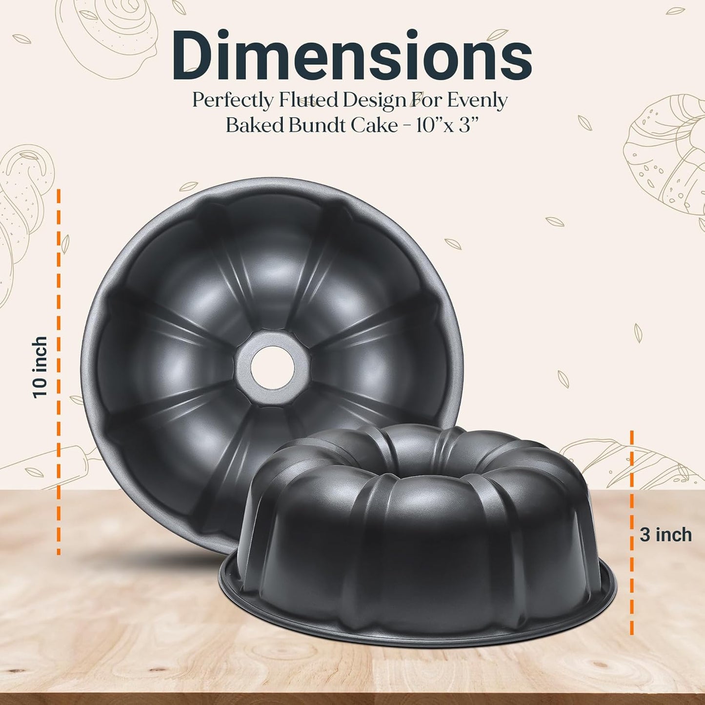 Dluxe Ave. Carbon Steel 10 Inch Bundt Cake Pan/ Nonstick