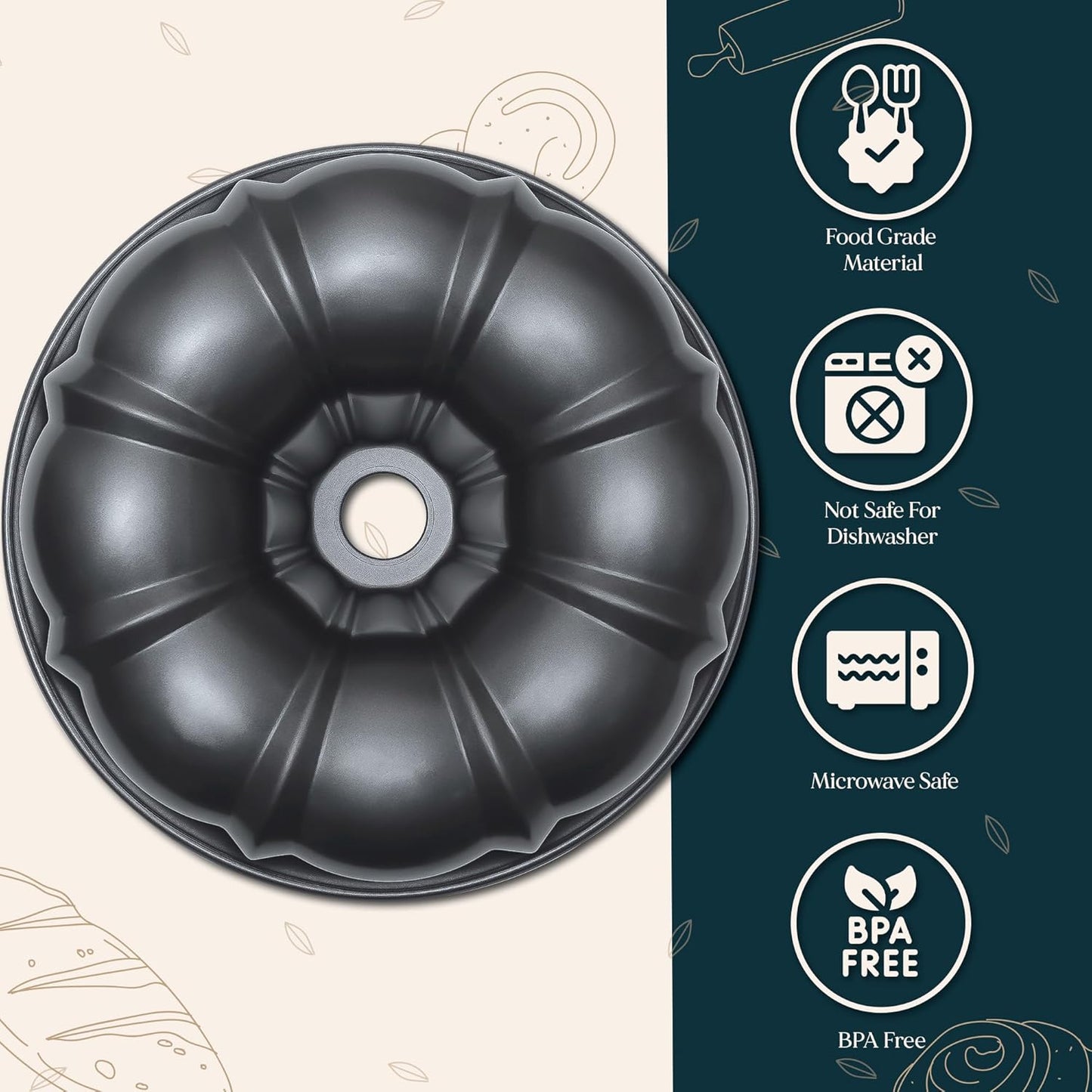 Dluxe Ave. Carbon Steel 10 Inch Bundt Cake Pan/ Nonstick