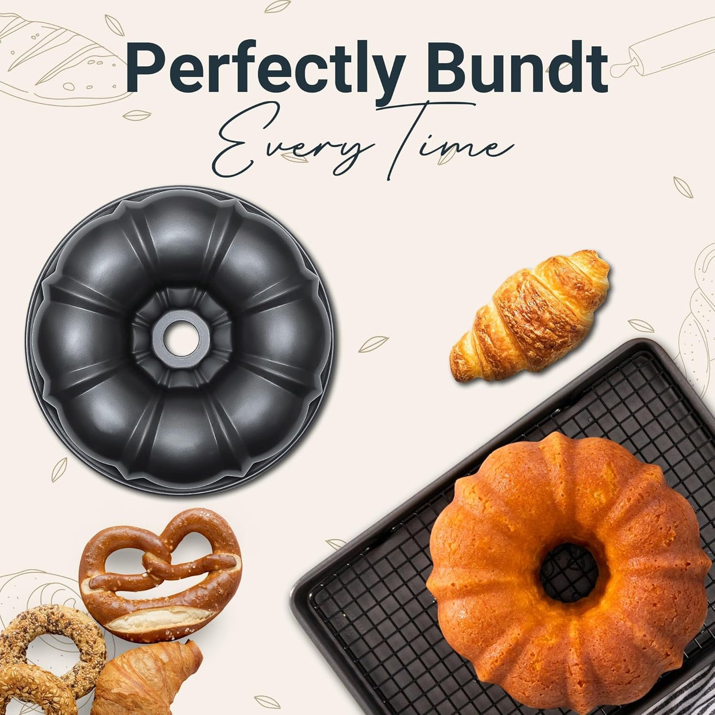 Dluxe Ave. Carbon Steel 10 Inch Bundt Cake Pan/ Nonstick