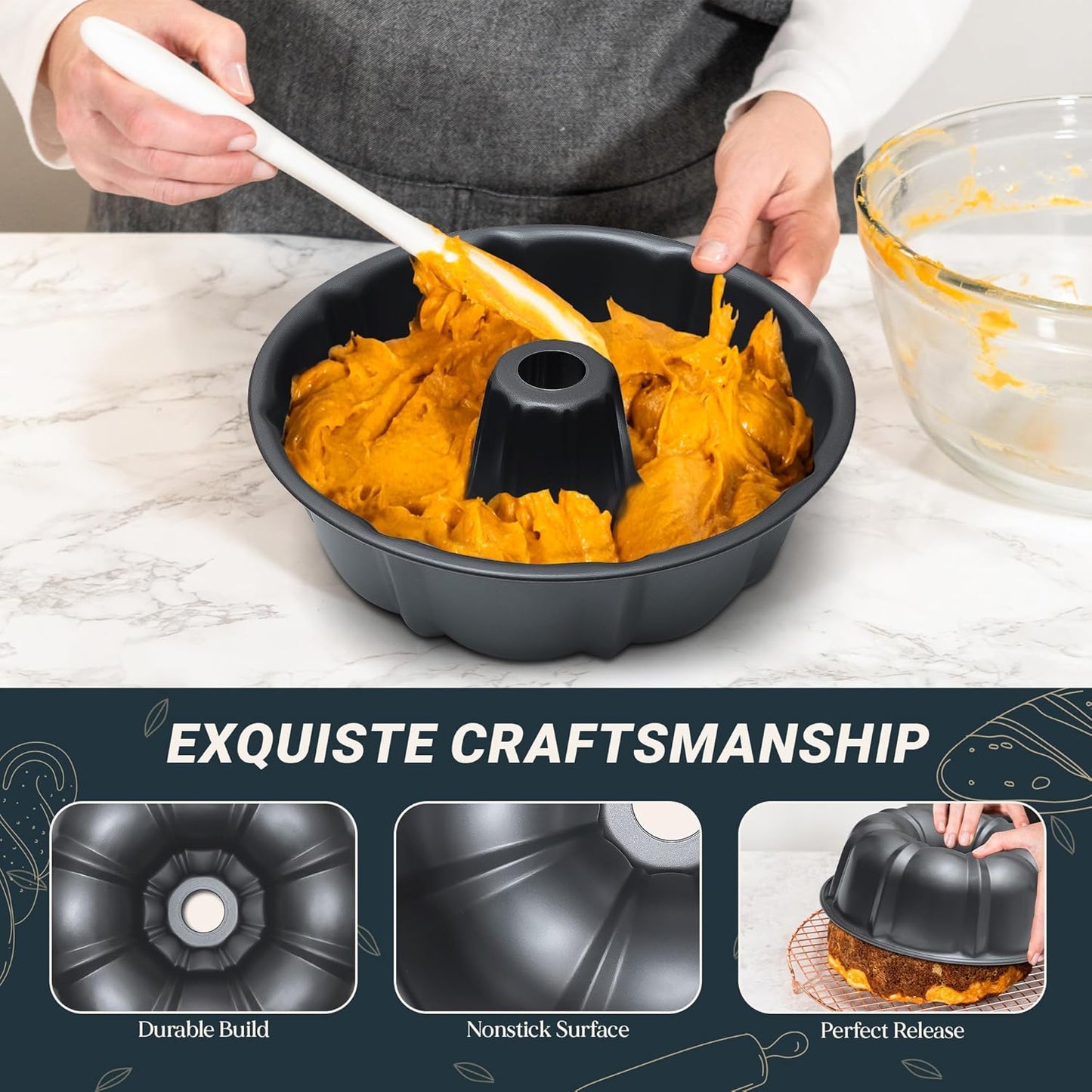 Dluxe Ave. Carbon Steel 10 Inch Bundt Cake Pan/ Nonstick