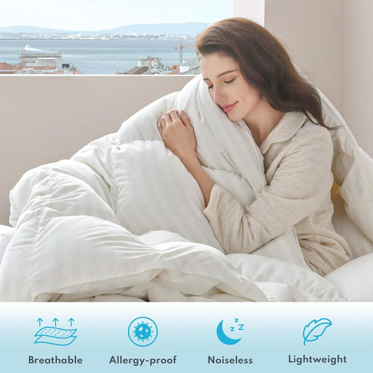 Dluxe Ave. ( KING ) Down Feather Comforter, All Season Hotel Duvet Insert Medium Warmth/ White