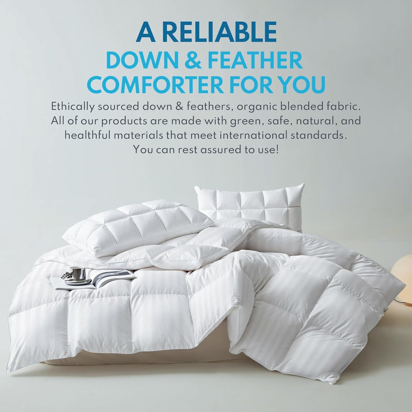 Dluxe Ave. ( KING ) Down Feather Comforter All Season/ Hotel Duvet Insert Medium Warmth/ White