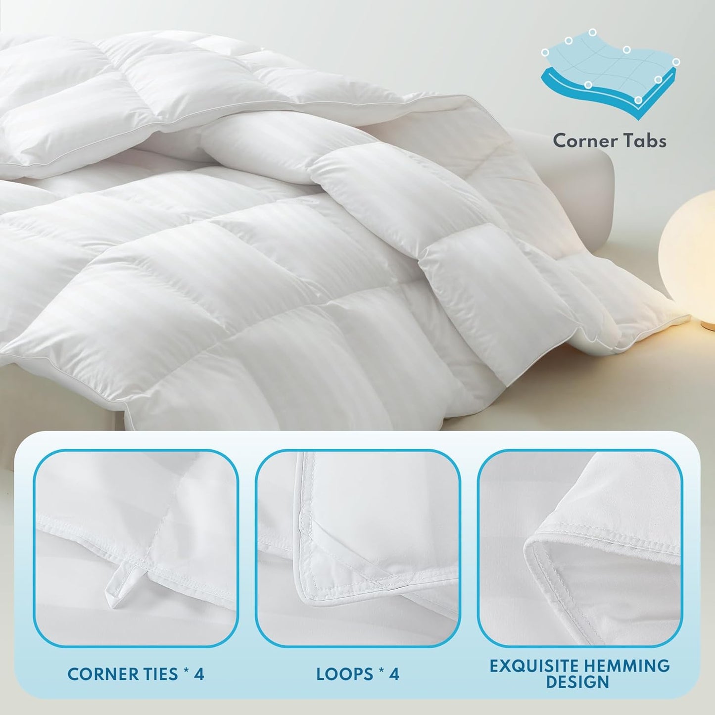 Dluxe Ave. ( KING ) Down Feather Comforter All Season/ Hotel Duvet Insert Medium Warmth/ White