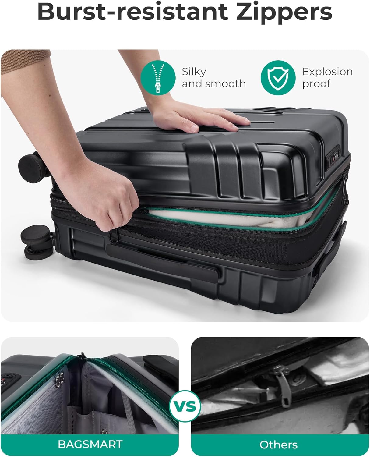 Dluxe Ave. 3 Piece Set Suitcase Expandable Carry on Luggage/TSA Lock/ Spinner Wheels (Black)