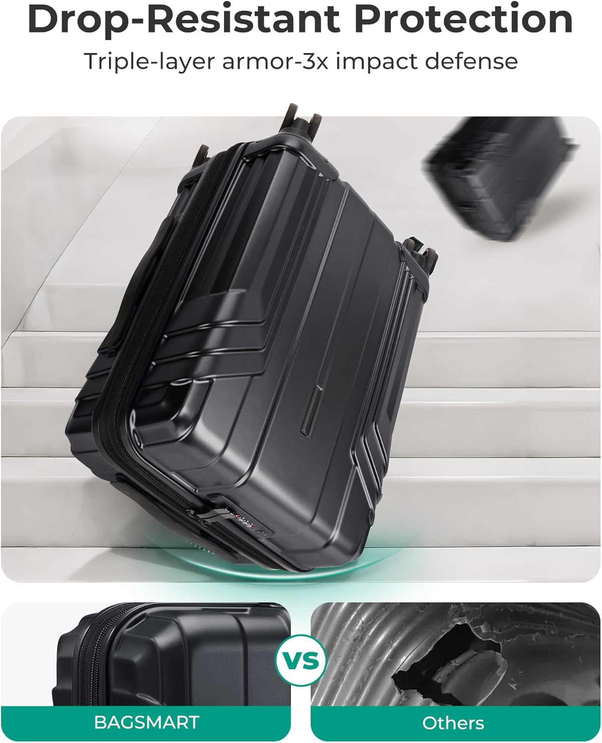 Dluxe Ave. 3 Piece Set Suitcase Expandable Carry on Luggage/TSA Lock/ Spinner Wheels (Black)