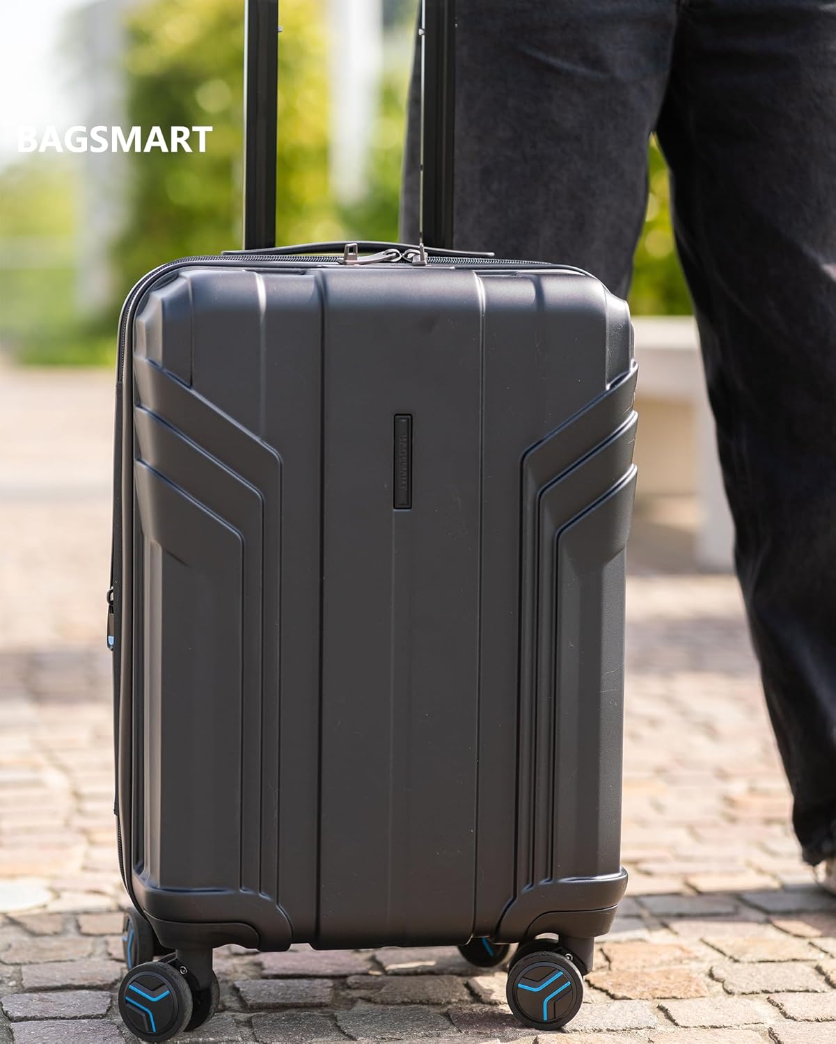 Dluxe Ave. 3 Piece Set Suitcase Expandable Carry on Luggage/TSA Lock/ Spinner Wheels (Black)
