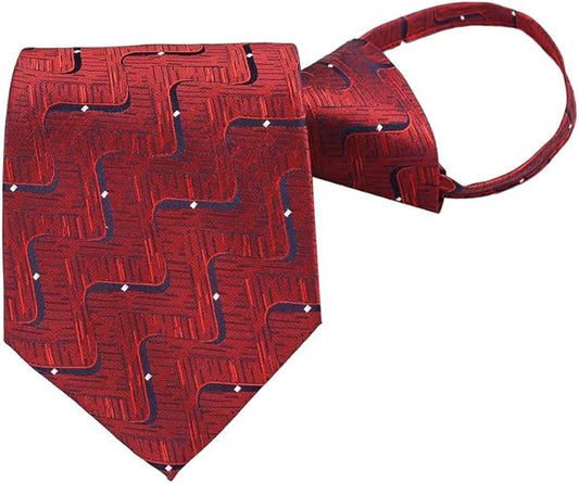 Dluxe Ave.  Zipper Tie for Men/ 6PCS Adjustable Formal Silk Necktie Mixed