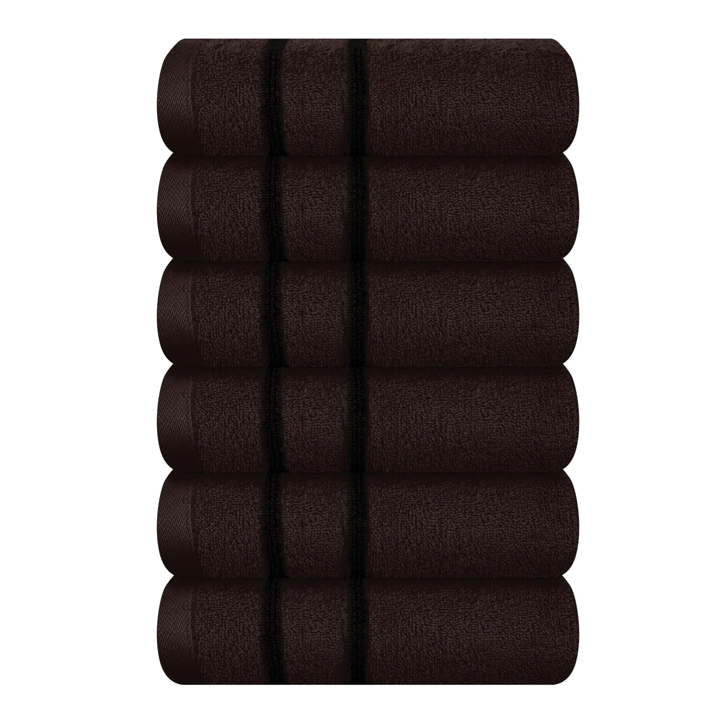 Dluxe Ave. MyOwn Ultra Soft Cotton, 6 -Piece Hand Towel Set, 16x24 Inch, Multi Purpose Hand Towels (Chocolate Brown)