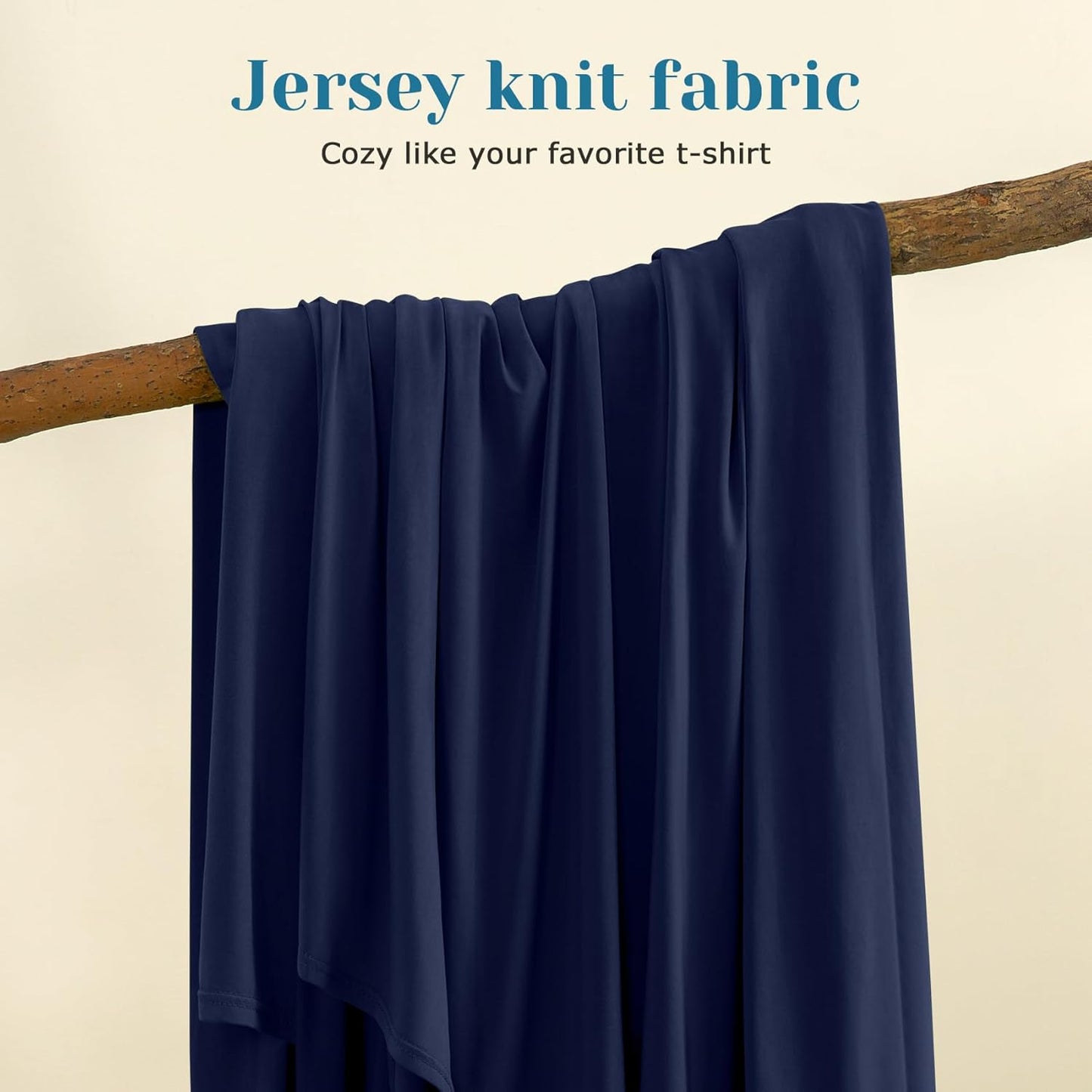 Dluxe Ave. ( FULL ) 6 Pcs Jersey Knit  Bed Sheet Set, Navy Blue