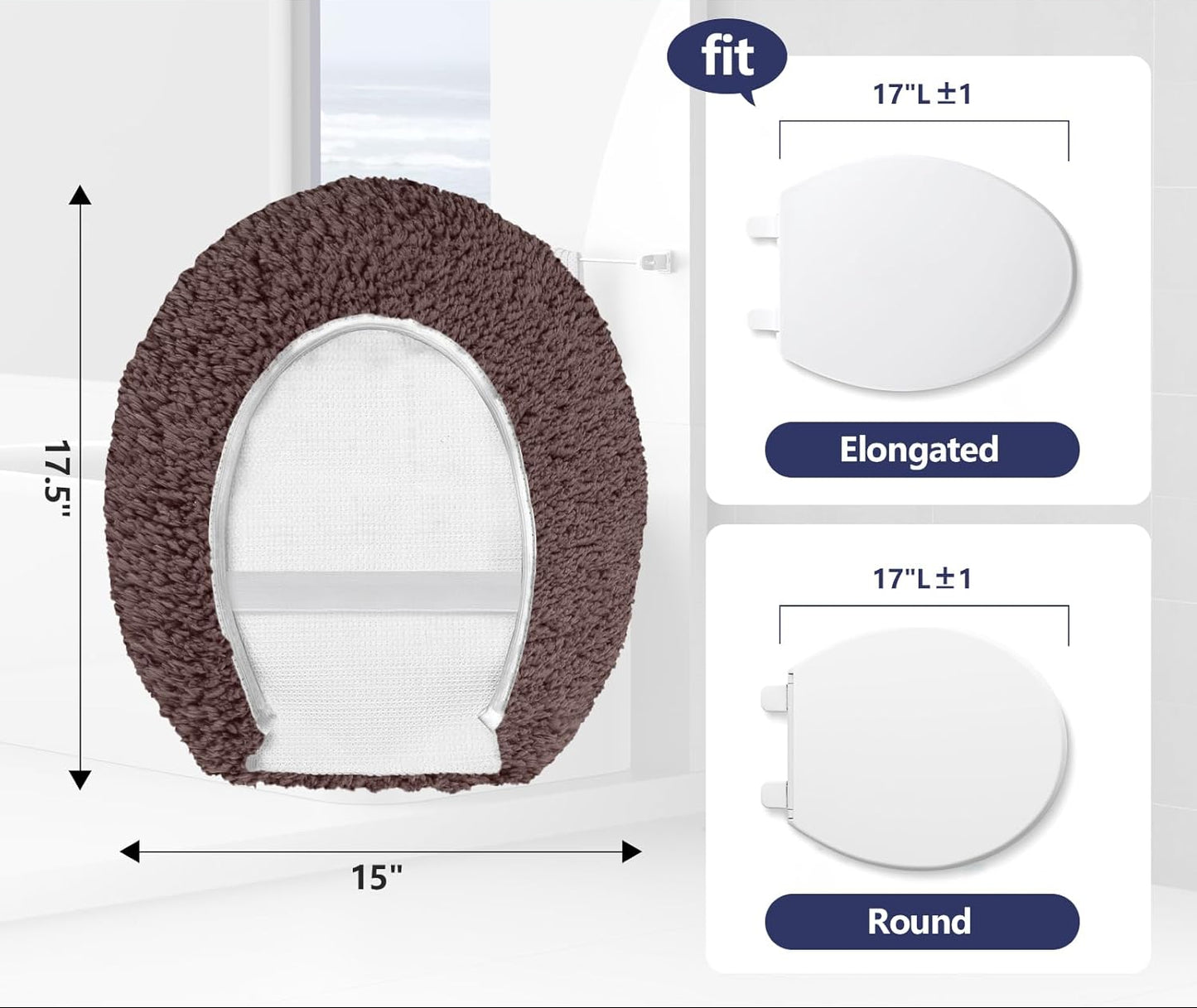 Dluxe Ave. Baahrnom Bathroom Rugs Sets 3 Piece with Toilet Cover Adjustable Bath Rug Set with TPR Non Slip Luxury Bathroom Decoration
