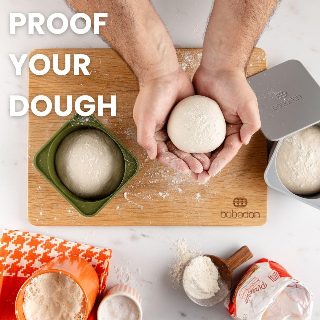 Dluxe Ave. BIG Pizza Dough Proofing Containers with Lids | Set of 6  Big Size (make 12-16" Pizzas)