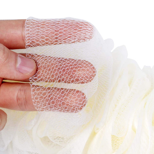 Dluxe Ave. Long Handle Shower Loofah On a Stick/Body Exfoliator Scrubber (2 Pack-Purple+White)