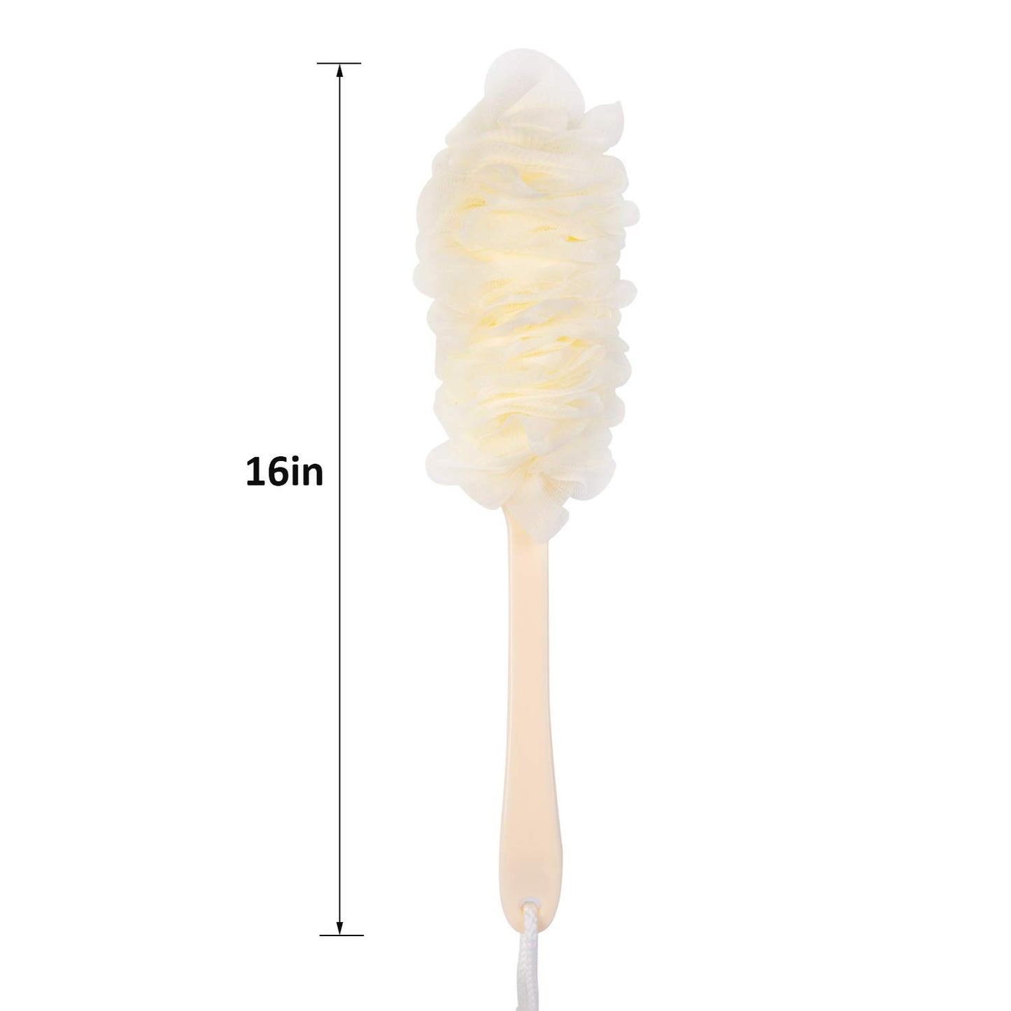 Dluxe Ave. Long Handle Shower Loofah On a Stick/Body Exfoliator Scrubber (2 Pack-Purple+White)