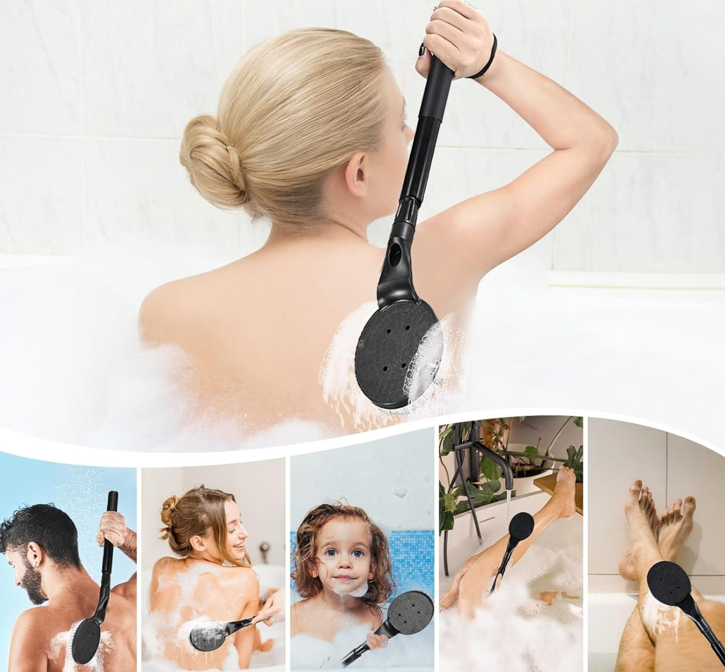 Dluxe Ave. 25.7" Bath Brush, Long Handle for Shower