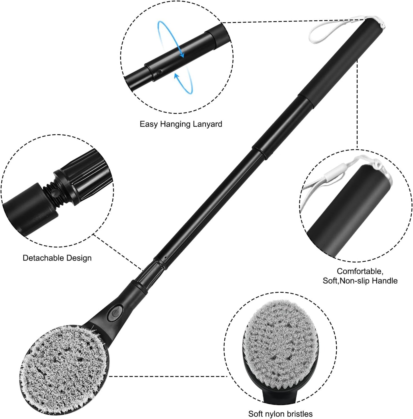 Dluxe Ave. 25.7" Bath Brush, Long Handle for Shower