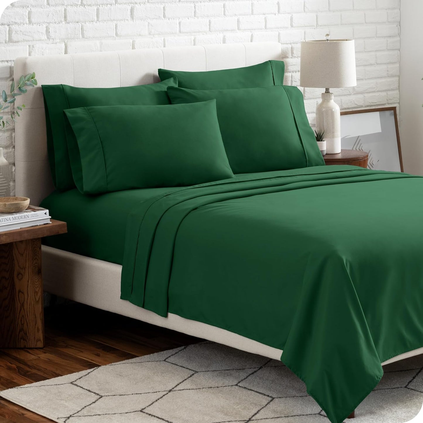 Dluxe Ave. ( TWIN )  4 Pcs Sheet Set, Hotel Luxury Bed Sheets, Deep Pockets, Forest Green
