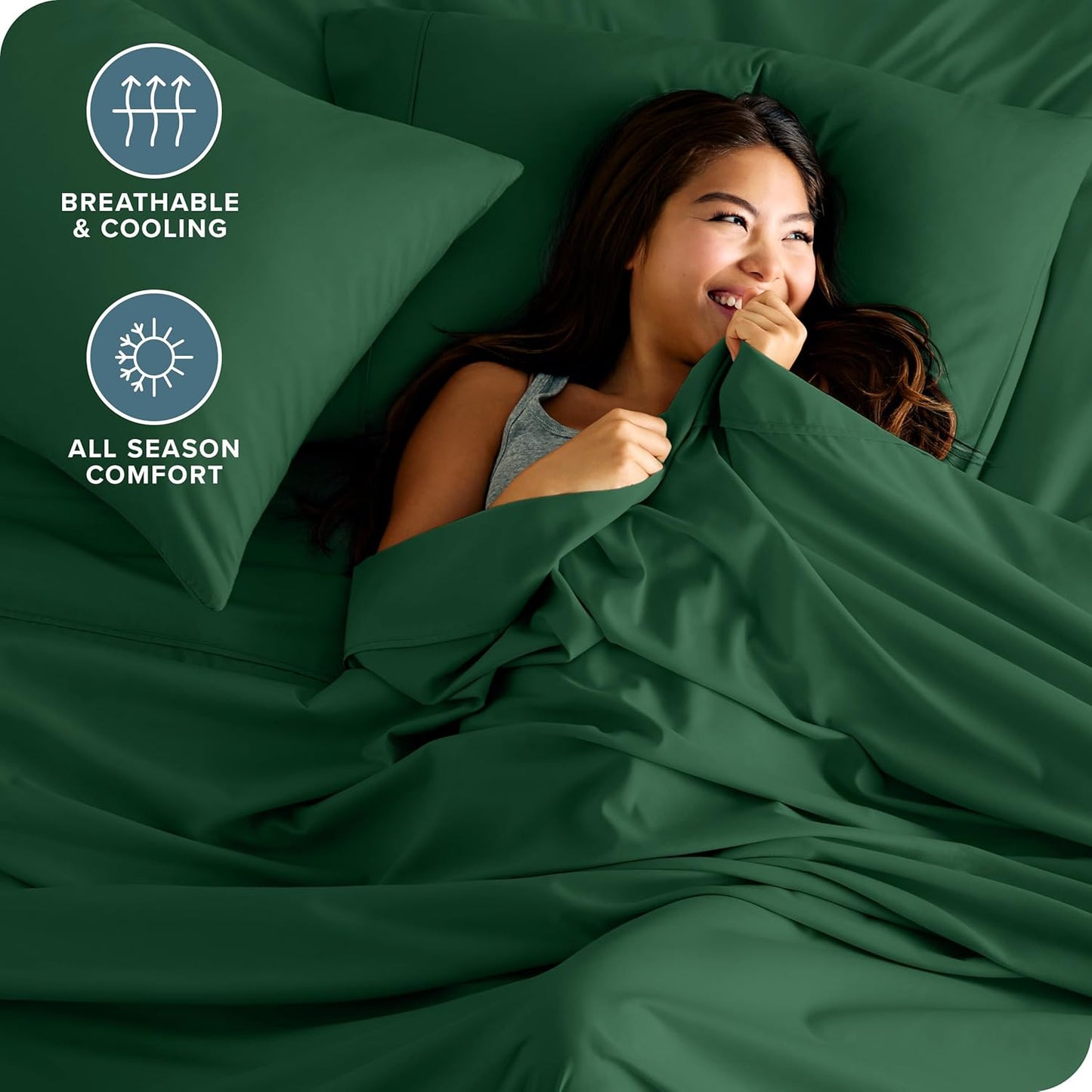 Dluxe Ave. ( TWIN )  4 Pcs Sheet Set, Hotel Luxury Bed Sheets, Deep Pockets, Forest Green