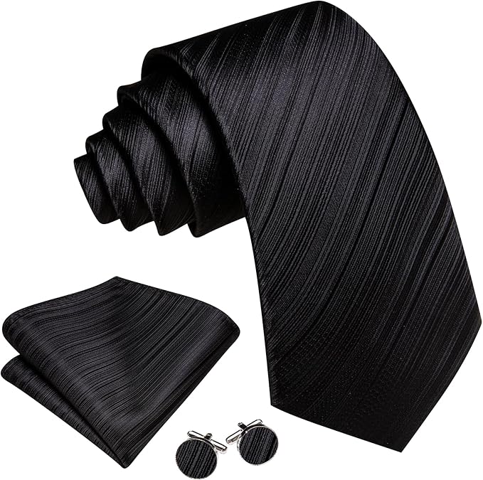 Dluxe Ave. Designer Mens Tie Sets Silk Woven Solid Wheat Necties Pocket Square Cufflinks