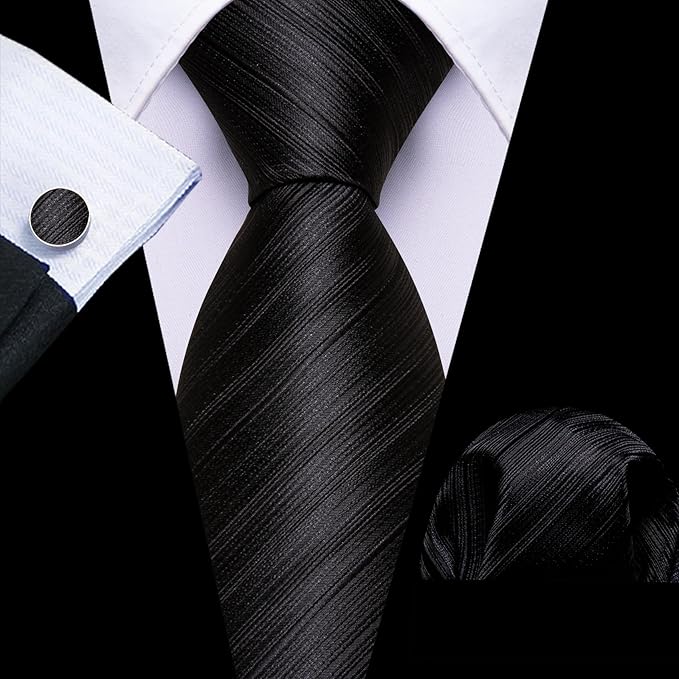 Dluxe Ave. Designer Mens Tie Sets Silk Woven Solid Wheat Necties Pocket Square Cufflinks