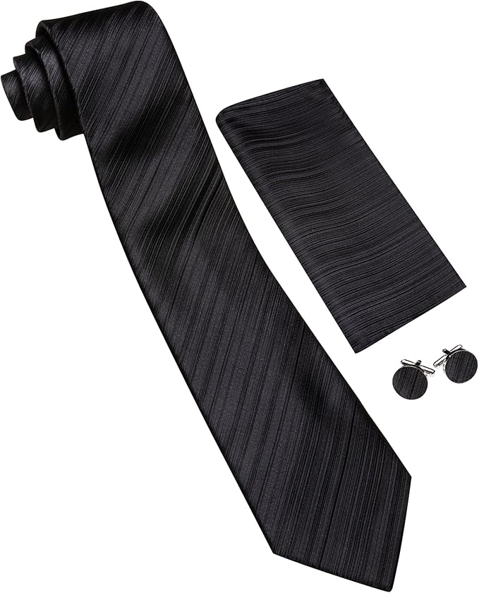Dluxe Ave. Designer Mens Tie Sets Silk Woven Solid Wheat Necties Pocket Square Cufflinks
