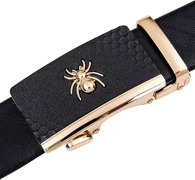 Dluxe Ave. Mens Buckle Belt Genuine Leather/ Automatic Buckle Alloy Designer/ Adjustable(43.3110cm)