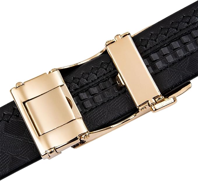 Dluxe Ave. Mens Buckle Belt Genuine Leather/ Automatic Buckle Alloy Designer/ Adjustable(43.3110cm)