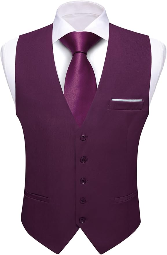 Dluxe Ave. (LARGE) Mens Suit Vest / V-neck Slim Fit/ Dark Purple