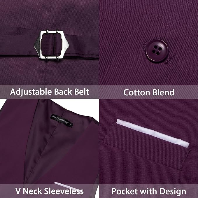 Dluxe Ave. (LARGE) Mens Suit Vest / V-neck Slim Fit/ Dark Purple