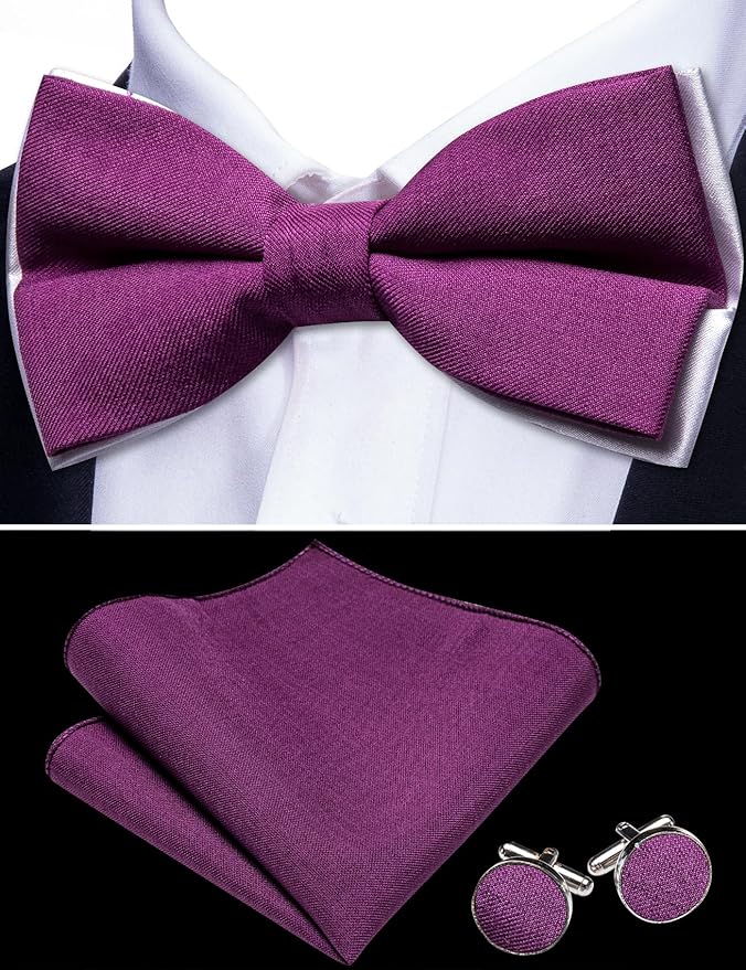 Dluxe Ave. (LARGE) Mens Suit Vest Linen/ Waistcoat Tie Bow Set/ Purple