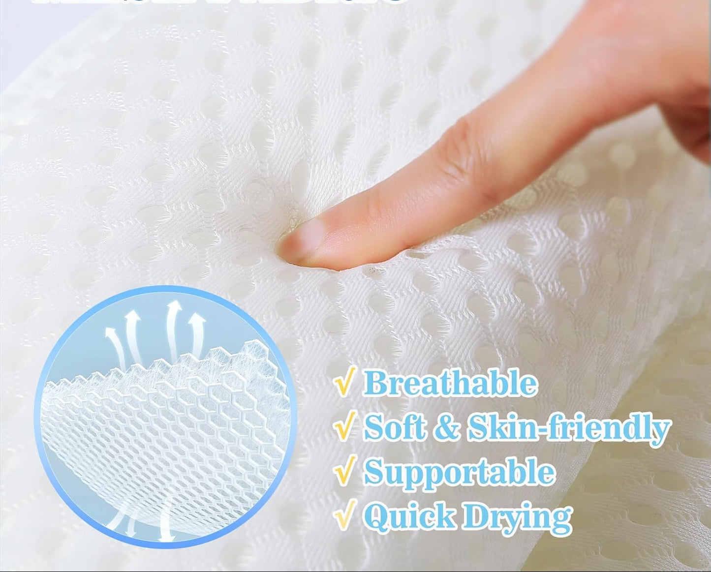 Dluxe Ave. Bath Pillow for Tub Bathtub Pillow for Head Neck Shoulder and Back Support Ergonomic Luxury Bath Pillow White