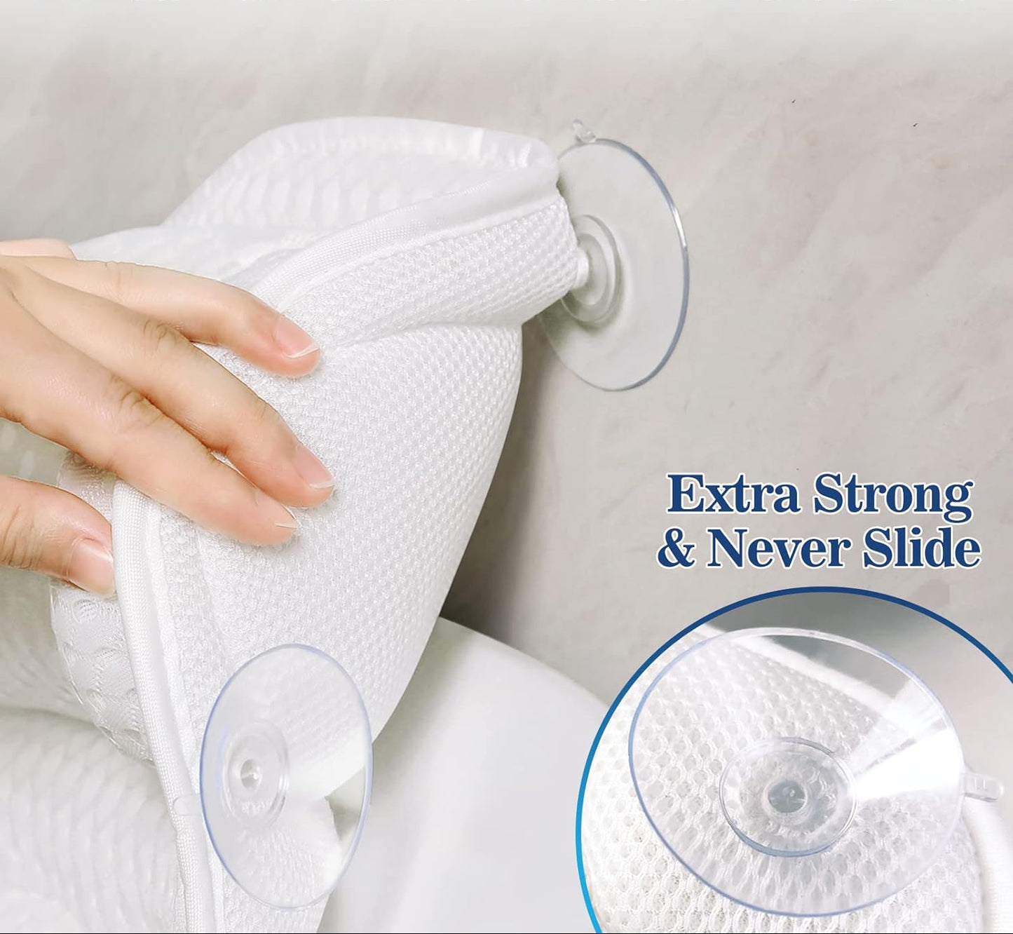 Dluxe Ave. Bath Pillow for Tub Bathtub Pillow for Head Neck Shoulder and Back Support Ergonomic Luxury Bath Pillow White