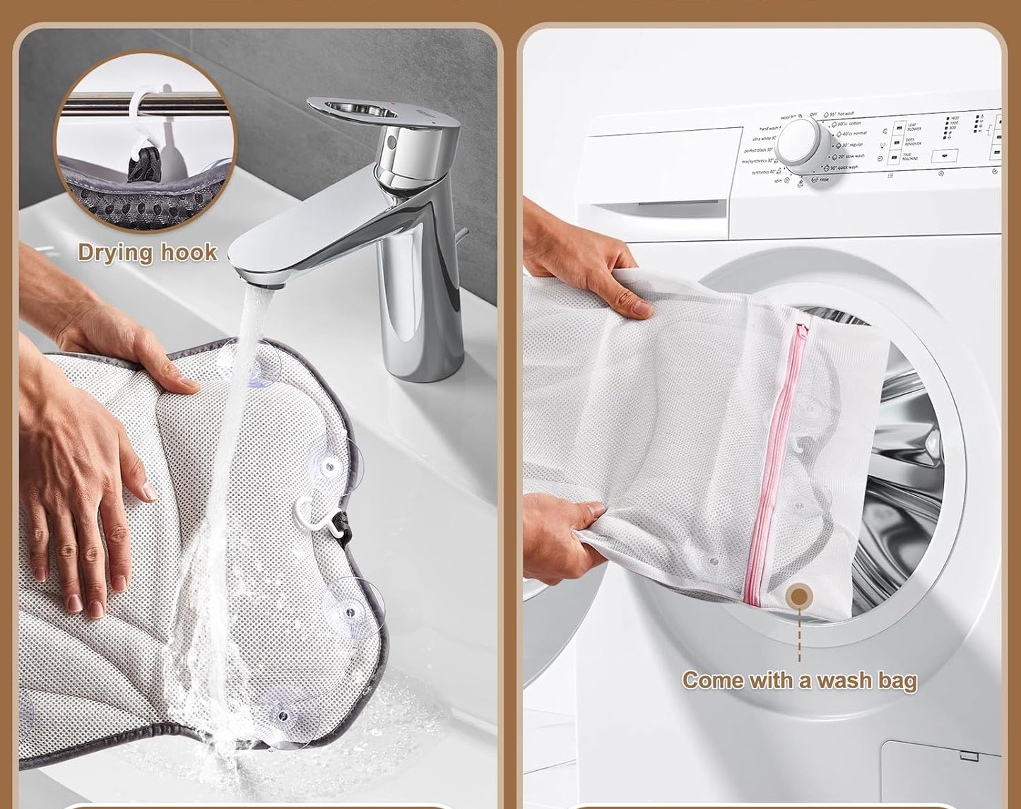 Dluxe Ave. Bath Pillow for Tub Bathtub Pillow for Head Neck Shoulder and Back Support Ergonomic Luxury Bath Pillow White