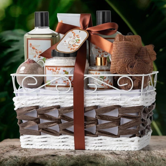 Dluxe Ave. Bath and Body Gift Basket For Women and Men /Luxurious Bath Body Oil Diffuser & More