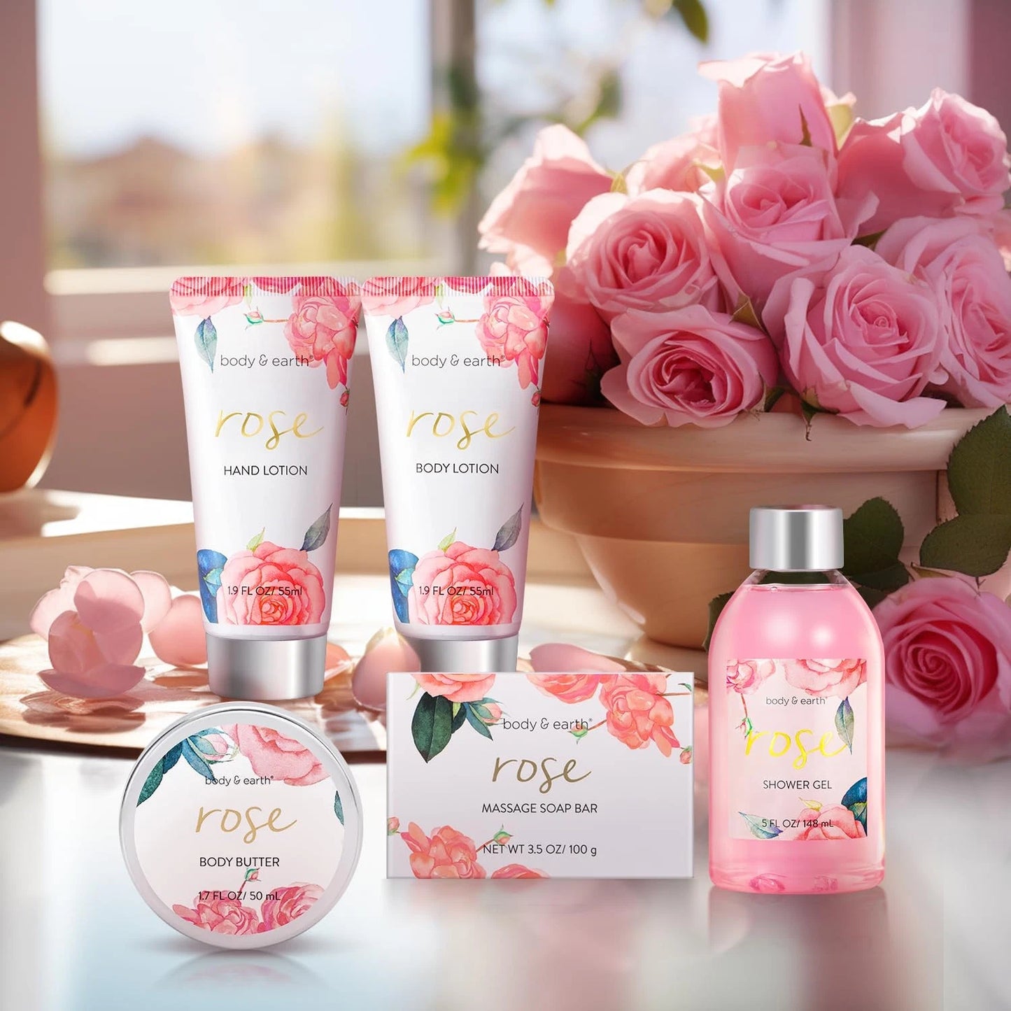 Dluxe Ave. Rose Spa Set Gifts/ Bath and Body/  5 Pcs