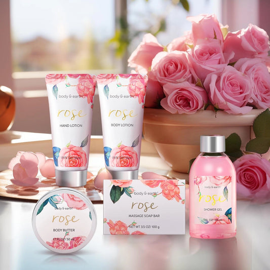Dluxe Ave. Rose Spa Set Gifts/ Bath and Body/  5 Pcs