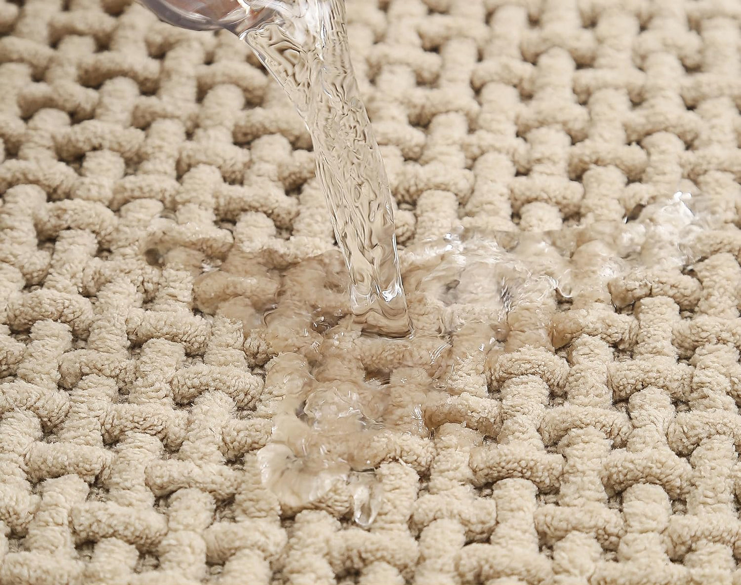 Dluxe Ave. Bathroom Rug Beige Bath Mat: 20x48 Chenille Non Slip Floor Tub and Restroom