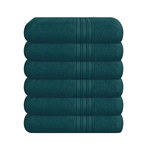 Dluxe Ave. Ultra Soft Cotton 6 -Piece Hand Towel Set, 16x24 Inch (Teal)