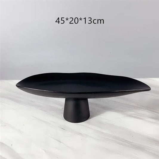 Dluxe Ave. Black and White Resin Tall Fruit Plate Nordic Decor
