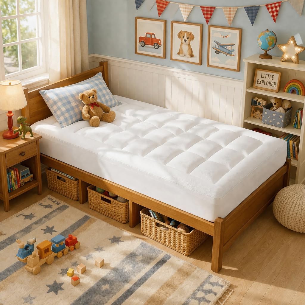 Dluxe Ave. ( TWIN ) Dual Layer 3 Inch Memory Foam Mattress Topper, 2 Inch Gel Memory Foam, 1 Inch Cooling Pillow