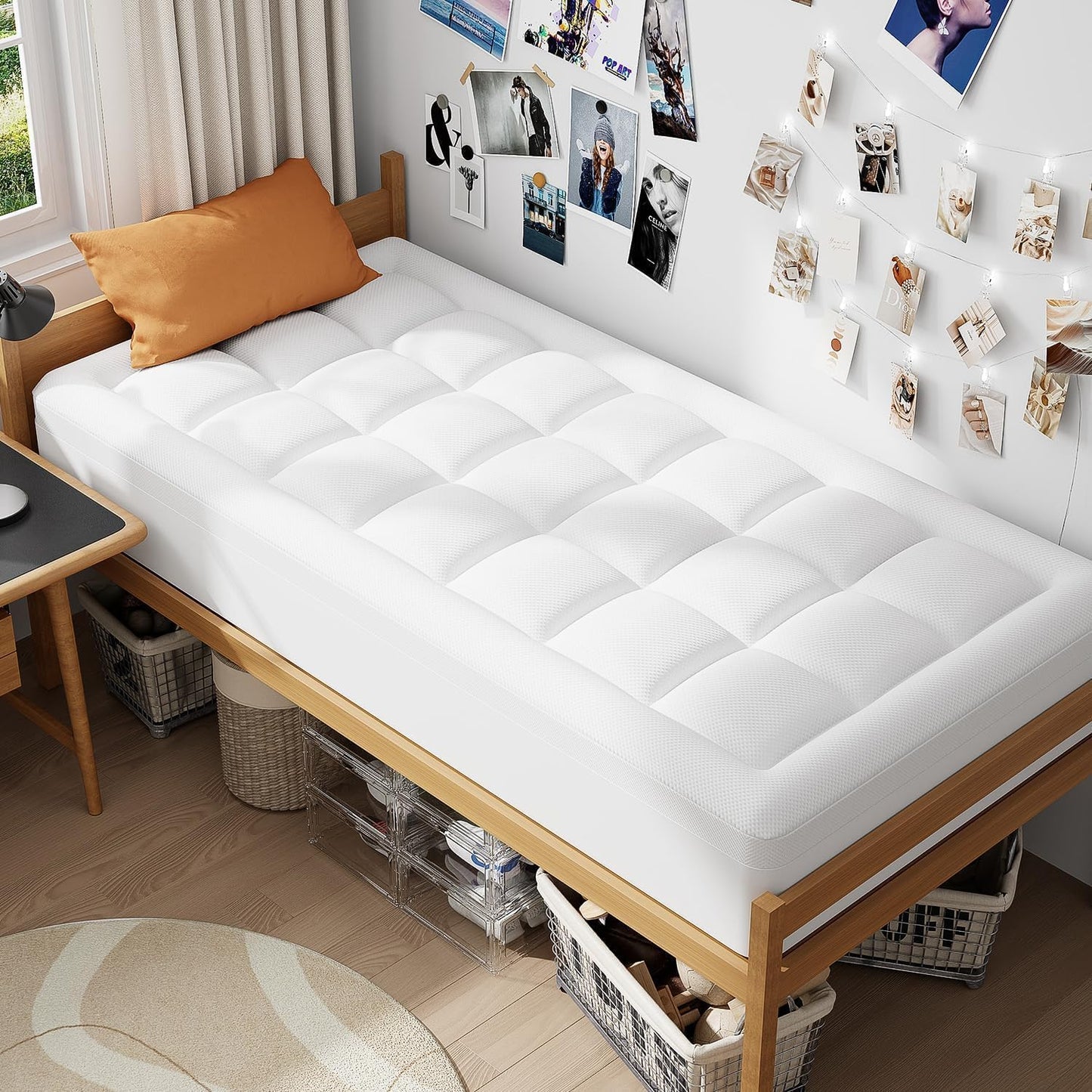 Dluxe Ave. ( TWIN ) Dual Layer 3 Inch Memory Foam Mattress Topper, 2 Inch Gel Memory Foam, 1 Inch Cooling Pillow