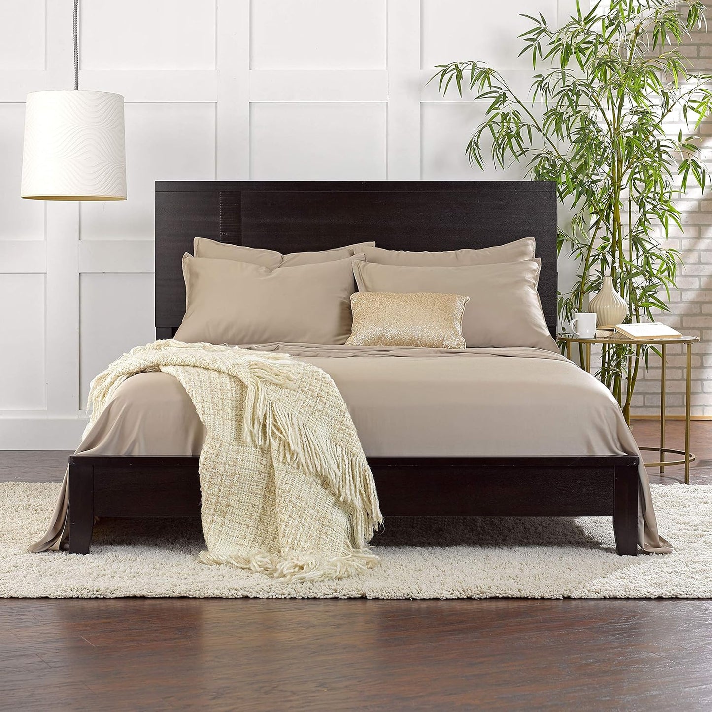 Dluxe Ave. ( FULL ) 4 Pcs Sheets 100% Viscose Derived from Bamboo, Taupe 16" Deep Pocket, Luxury Hotel Collection
