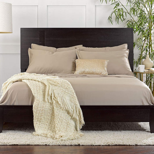 Dluxe Ave. ( FULL ) 4 Pcs Sheets 100% Viscose Derived from Bamboo, Taupe 16" Deep Pocket, Luxury Hotel Collection