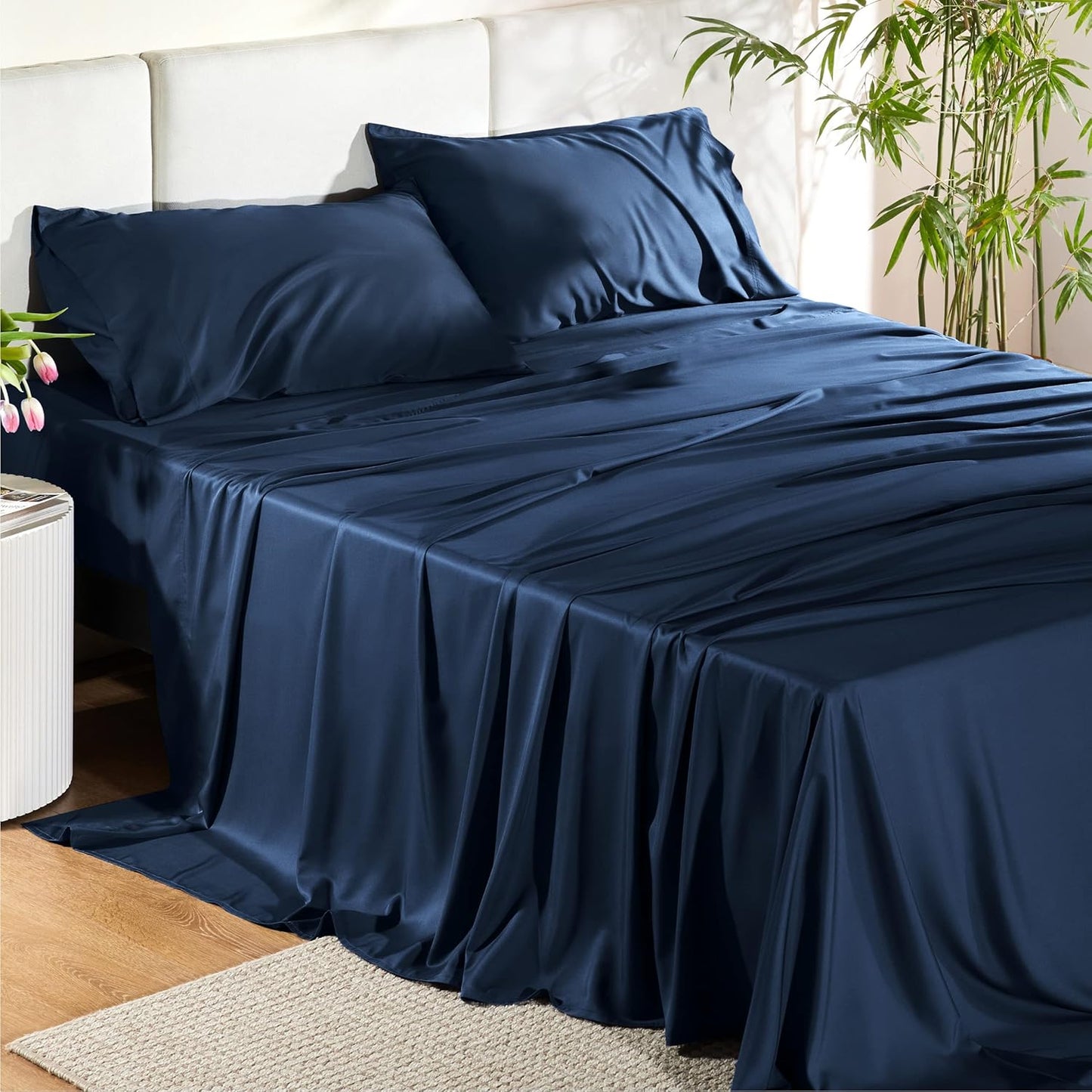 Dluxe Ave. ( QUEEN ) 4 Pcs Bed Sheets/ Derived from Bamboo/ Navy