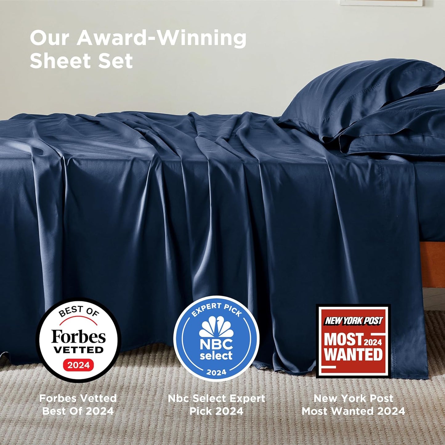 Dluxe Ave. ( QUEEN ) 4 Pcs Bed Sheets/ Derived from Bamboo/ Navy