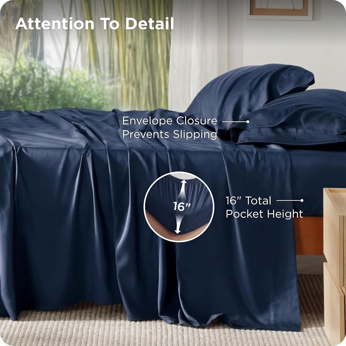 Dluxe Ave. ( QUEEN ) 4 Pcs Bed Sheets/ Derived from Bamboo/ Navy