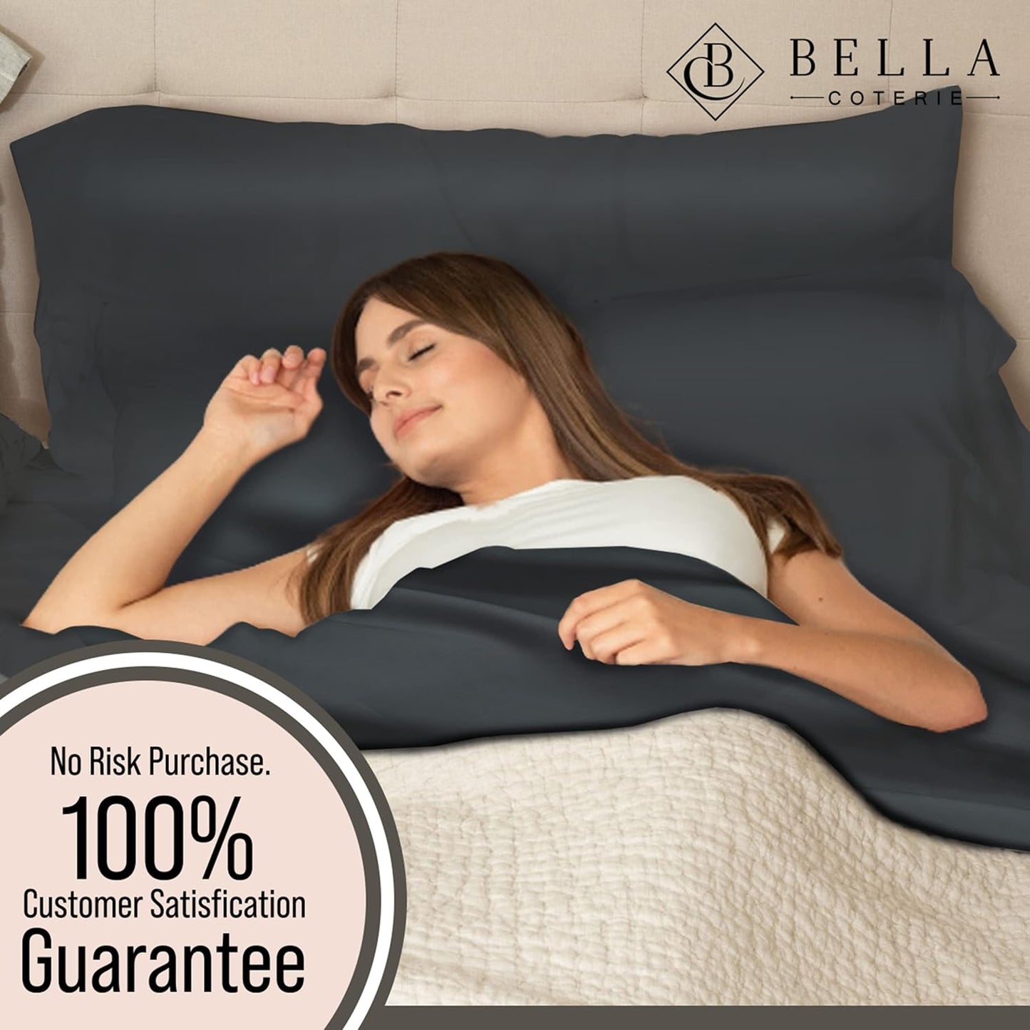 Dluxe Ave. ( QUEEN ) Bella Coterie Luxury Duvet Cover Set/ Made from Bamboo/90 x 94  / Charcoal Grey