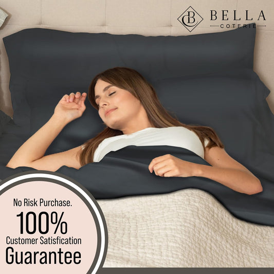 Dluxe Ave. ( QUEEN ) Bella Coterie Luxury Duvet Cover Set/ Made from Bamboo/90 x 94  / Charcoal Grey