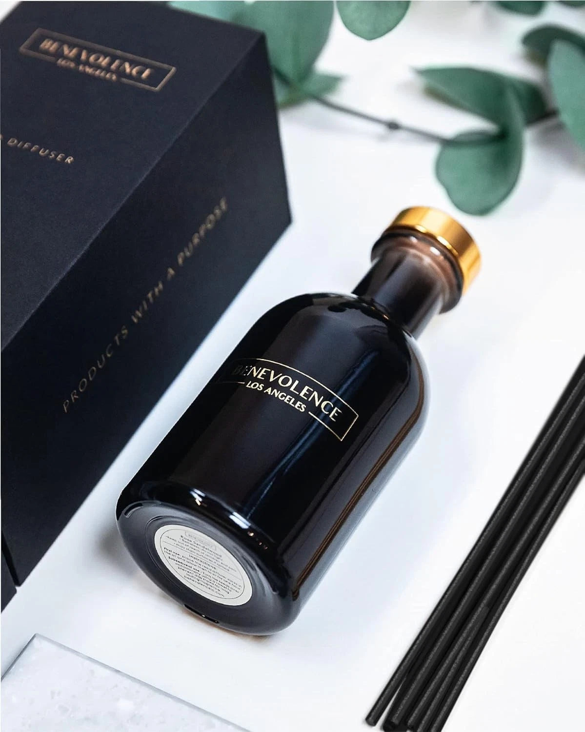 Dluxe Ave. Benevolence LA Reed Diffuser Set Lavender & Eucalyptus Fragrance Diffuser Aromatherapy Diffuser Scented Oil Reed Diffuser Stress Relief