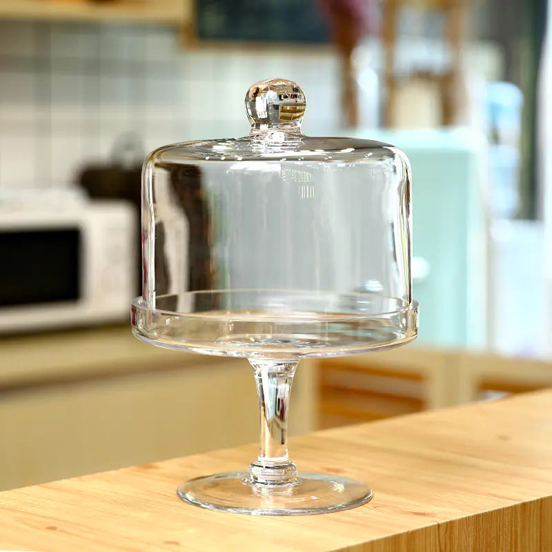 Dluxe Ave. Large Glass Cake Tray with Transparent Dust Cover
