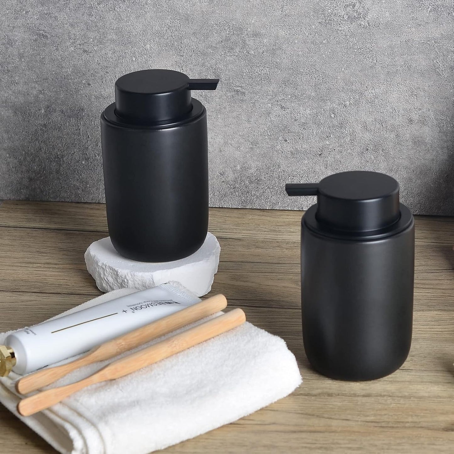 Dluxe Ave. Foaming Soap Dispenser Set - Black Ceramic  2 Pack